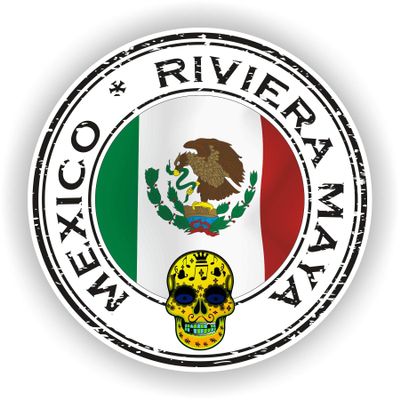 1x Mexico Riviera Maya Round Vinyl Waterproof Sticker - 10cm / 4inches