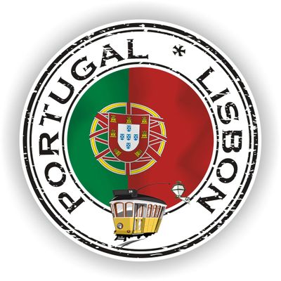 1x Portugal Lisbon 01 Round Vinyl Waterproof Sticker - 5cm / 2inches