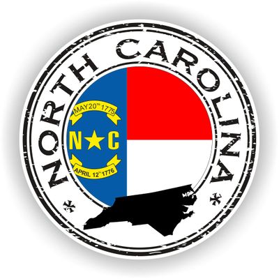 1x North Carolina Round Vinyl Waterproof Sticker - 30cm / 11.8inches