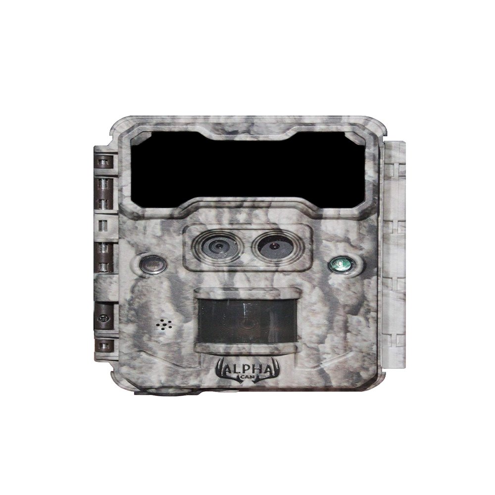 ALPHA CAM No Glow Dual Lens Outdoor Hunting Trail Camera 30MP 1080p 30fps IP67 Waterproof Scouting Cam with Ultra Fast Motion Trigger Speed and Recovery Rate 2.4" Color Viewscreen 48 940nm IR LEDs