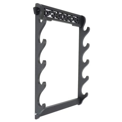 Zerobegin Sword Holder Wall Mount Samurai Sword Stand Display Katana Wakizashi Tanto Wall Hanger Wooden Frame Rack,Black,5 Tier