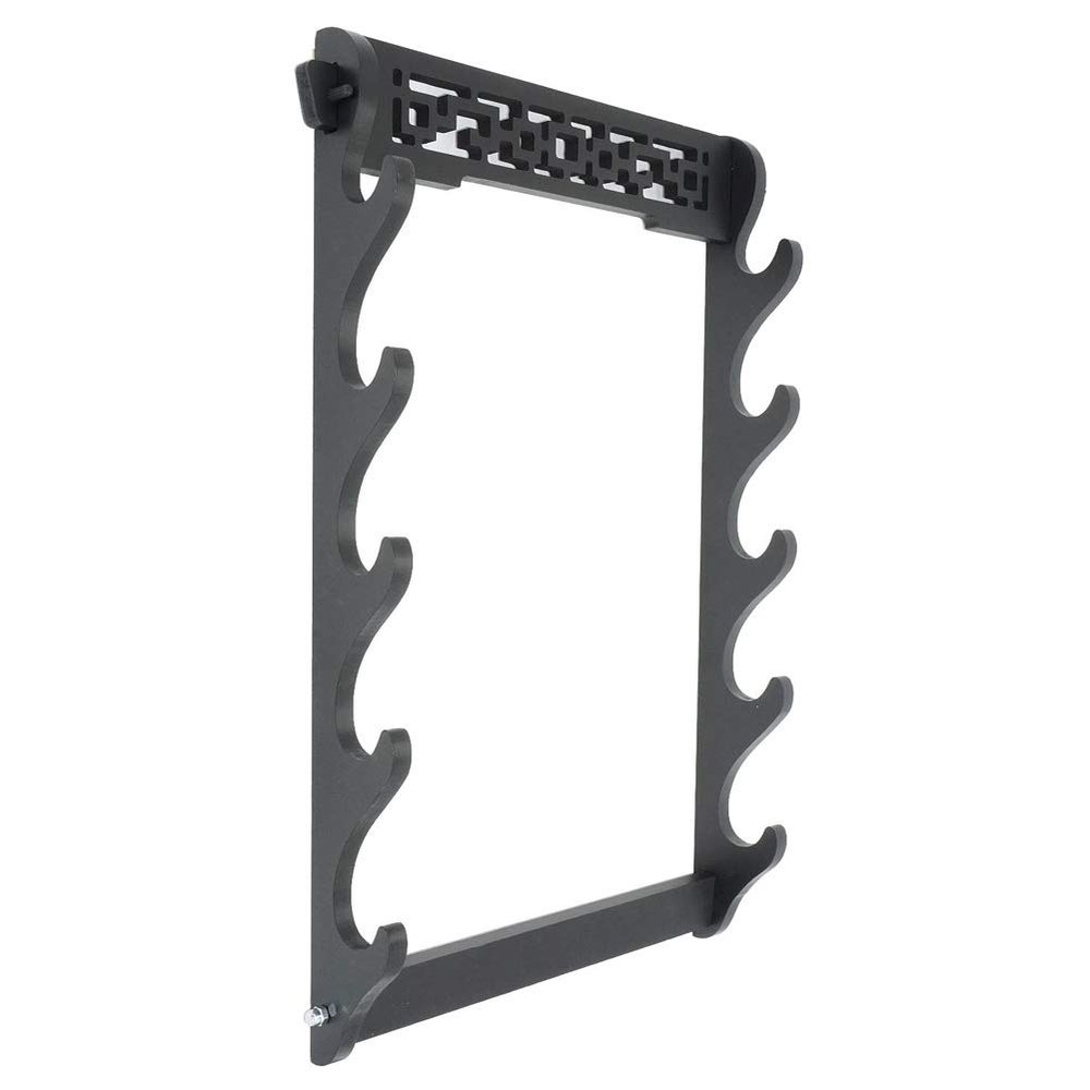 Zerobegin Sword Holder Wall Mount Samurai Sword Stand Display Katana Wakizashi Tanto Wall Hanger Wooden Frame Rack,Black,5 Tier