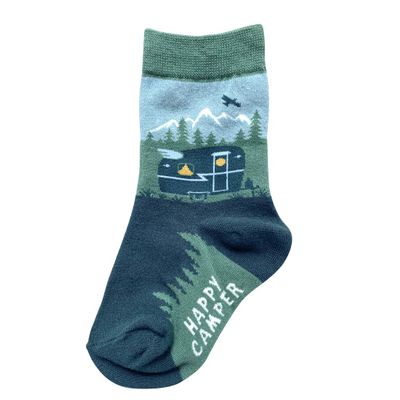 Foot Traffic Kids' Novelty Socks, Crazy Socks for Girls and Boys, Sizes 101Y (Happy Camper)