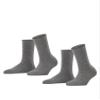 FALKE Women's Happy 2-Pack Socks, Breathable, Cotton, Crew Length, Soft Trouser Socks, Lightweight, Trendy Clothing, Grey (Light Grey Melange 3390), 8-10.5, 2 Pairs view 1