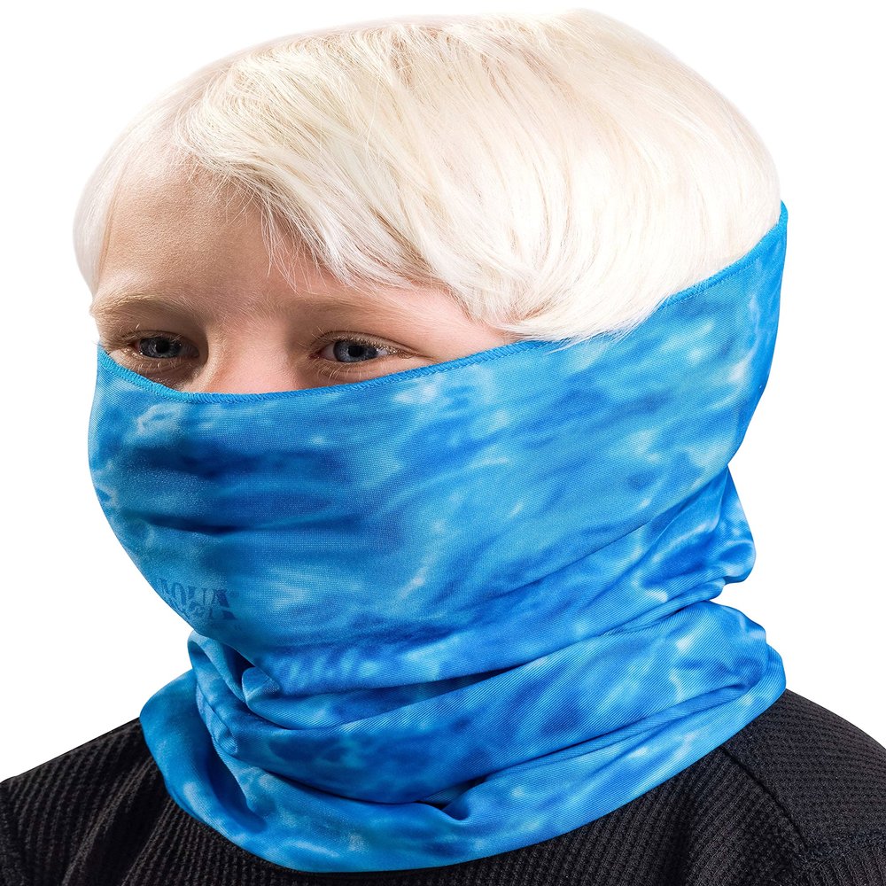 Aqua Design Kids Neck Gaiter: Six Boys Girls Child Sizes: Youth Cooling Camo UPF 50+ Face Mask: Royal Ripple size Medium