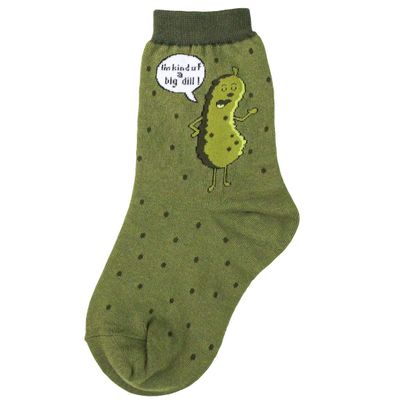 Foot Traffic Youth Novelty Socks, Crazy Socks for Girls and Boys, Sizes 125Y (Big Dill)