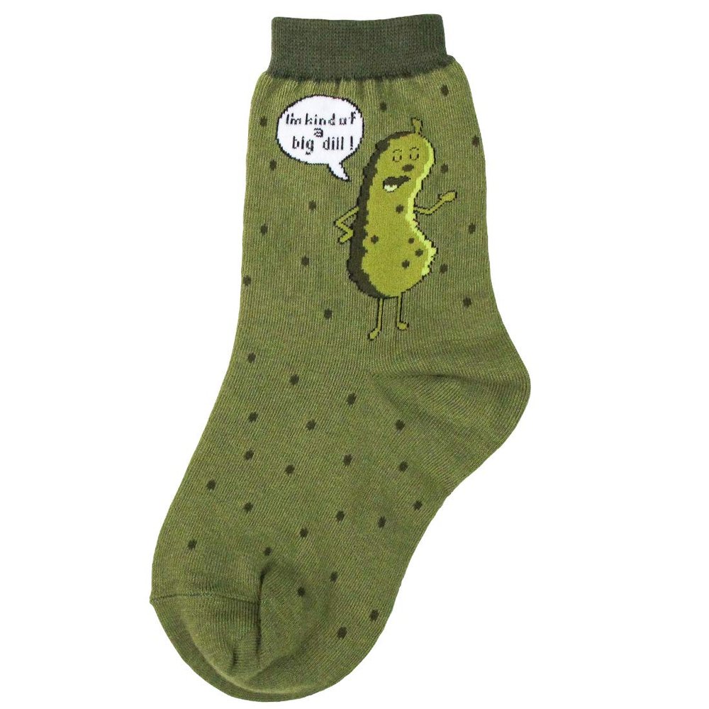 Foot Traffic Youth Novelty Socks, Crazy Socks for Girls and Boys, Sizes 125Y (Big Dill)