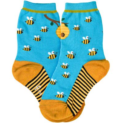 Foot Traffic Youth Novelty Socks, Fun Insect-Themed Socks, Sizes 125Y (Bees)