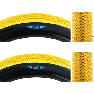 SE Bikes Speedster Beast Mode 27.5 x 3.0 OEM BMX Durable Wire Bead Replacement Dirt Street Bike Tire Bundle (Yellow)