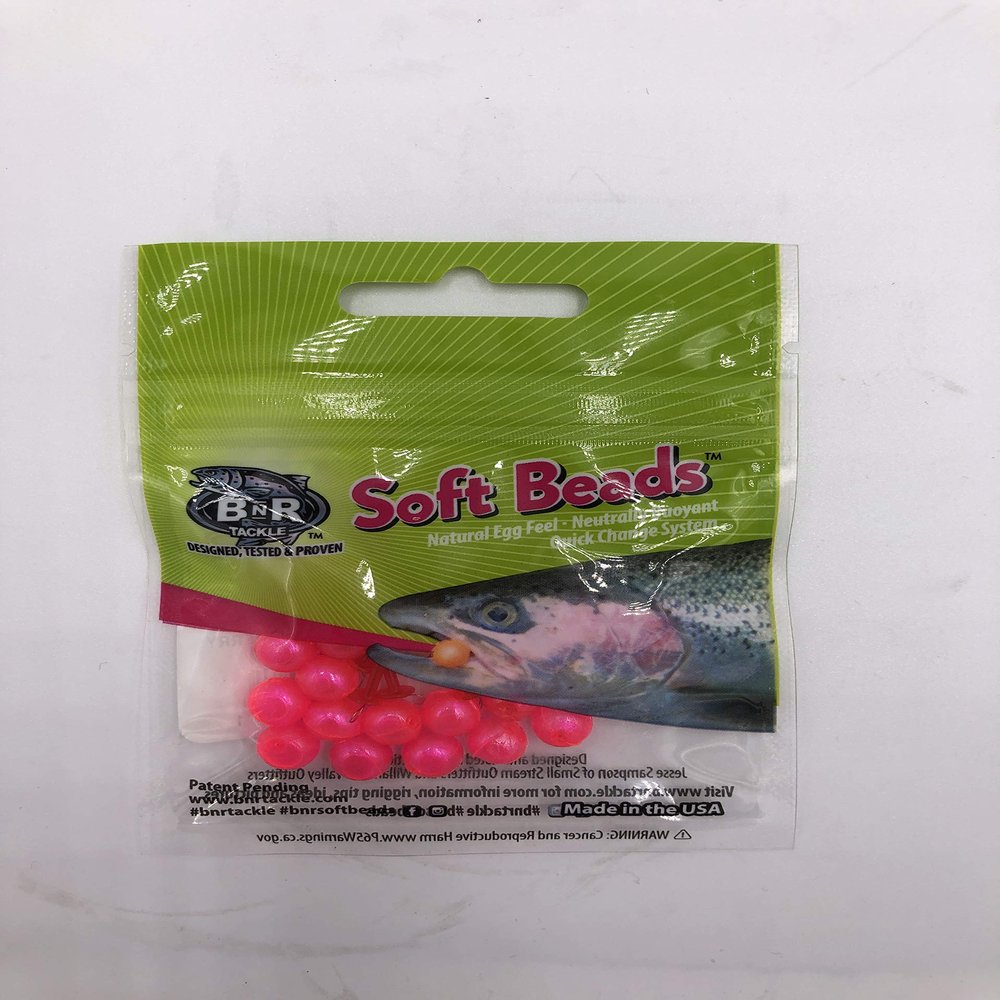BnR Tackle SBAJ8 Soft Beads, 8 mm, Sweet Pink Cherry, Neutral Buoyancy, 15/Pack