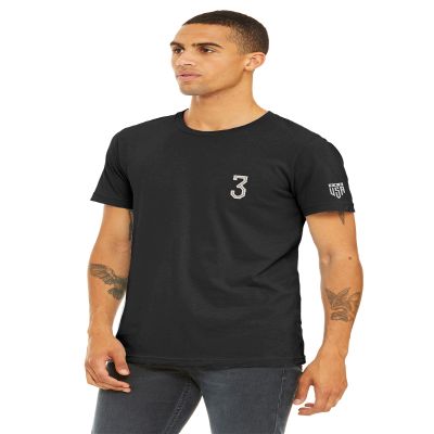 Daxton Adult Unisex Black Tshirt Custom Sports Team Numbers, Number 3, Size 2XL