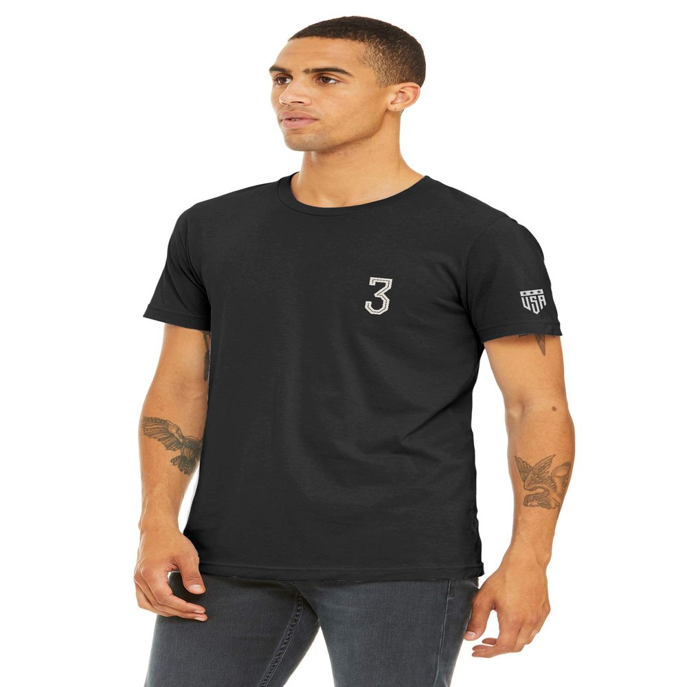 Daxton Adult Unisex Black Tshirt Custom Sports Team Numbers, Number 3, Size 2XL