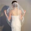 EllieHouse Womens Short Fingertip Length 1 Tier Lace White Wedding Bridal Veil With Metal Comb L98WT view 2