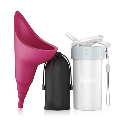 Female Urination Device, Portable Reusable Urinal Funnel with Extension Tube, Small Folding Storage, Suitable for Travel, Festivals, Camping, Traffic Jams, Etc, with Waterproof Cup
