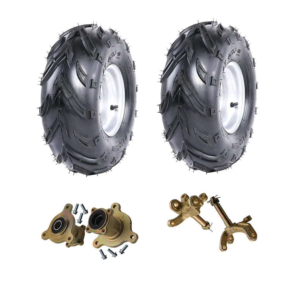 WPHMOTO 16X8-7 Front Tubeless Wheel Tire with Rim and Disc Brake Wheel Rim Hub & Steering Knuckle for Go Kart UTV Quad Bike Buggy Utility Vehicles
