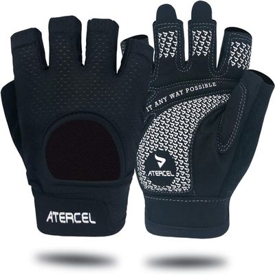 ATERCEL Weight Lifting Gloves Full Palm Protection, Workout Gloves for Gym, Cycling, Exercise, Breathable, Super Lightweight for Mens and Women(Black, L)