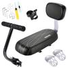 CenterZ Bike Rear Seat Cushion with Safety Backrest + Backseat Armrest Handrail + Foldable Hidden Bicycle Footrests + Handlebar Bell (Universal Cycling Kit with Installing Repairing Tools Set), Black view 1