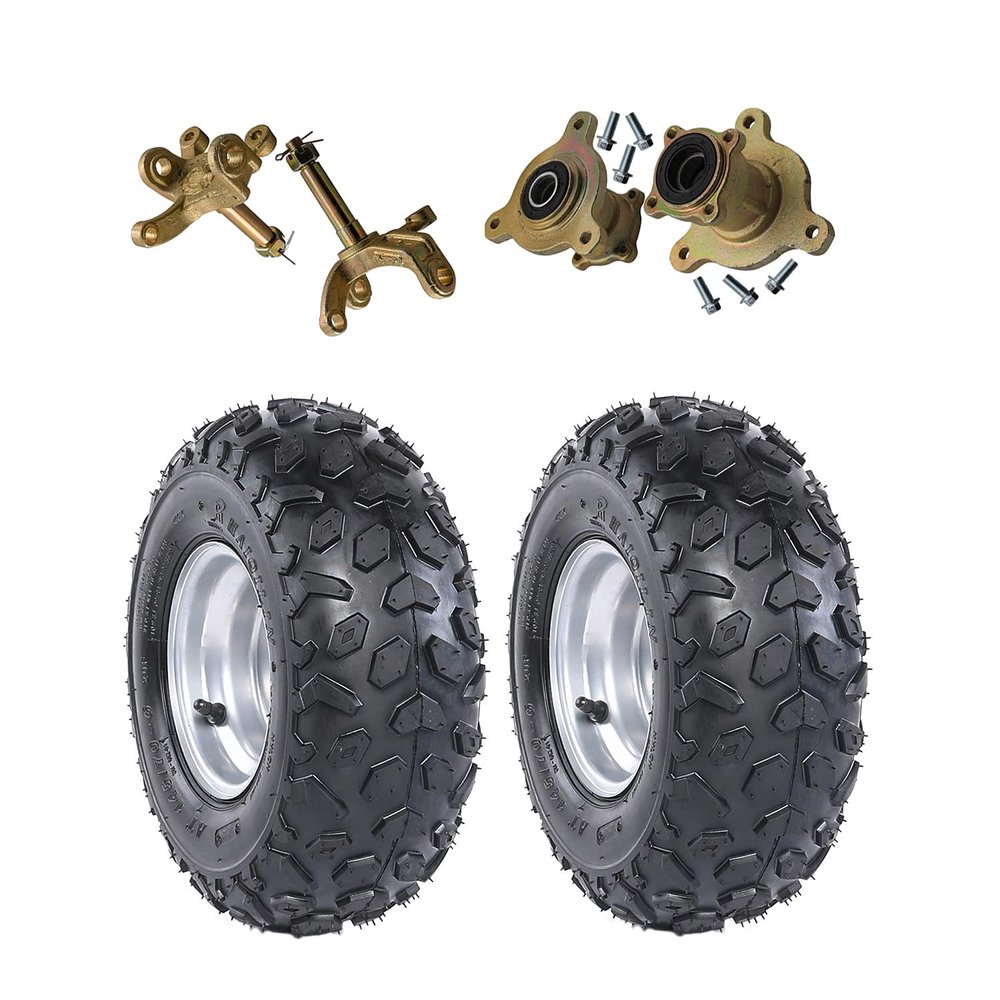 WPHMOTO 145/70-6 Front Tubeless Wheel Tire with 6'' Rim and Disc Brake Wheel Rim Hub & Steering Knuckle for ATV Go Kart UTV Quad Bike 4 Wheelers
