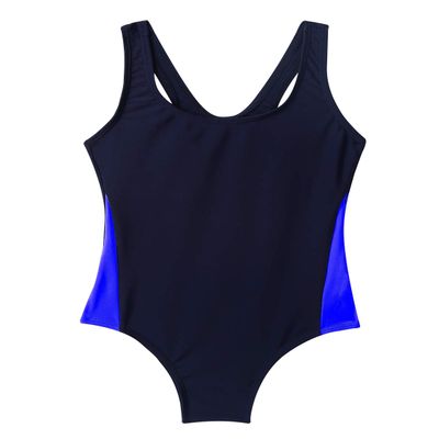 JanJean Girls' One Piece Racerback Swimsuit Kids Athletic Swimwear Bathing Suit Blue 3-4