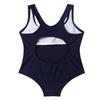 JanJean Girls' One Piece Racerback Swimsuit Kids Athletic Swimwear Bathing Suit Blue 3-4 view 2