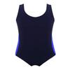 JanJean Girls' One Piece Racerback Swimsuit Kids Athletic Swimwear Bathing Suit Blue 3-4 view 3