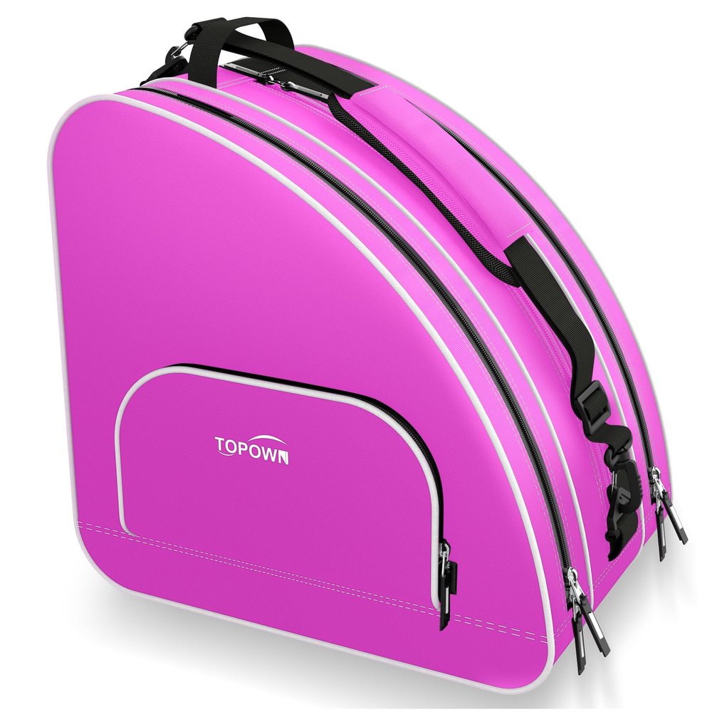 TOPOWN Premium Ice Skate Bag - Roller & Inline Skate Bag for Men & Women - Black & Rose Red