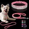 Dog Collar Adjustable Suede Leather Puppy Dog Collar Leash Set Soft Rhinestone Small Medium Dogs Cats Collars Walking Leashes Pink Xs S M (Color : Black, Size : XS) view 2
