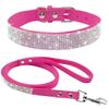 Dog Collar Adjustable Suede Leather Puppy Dog Collar Leash Set Soft Rhinestone Small Medium Dogs Cats Collars Walking Leashes Pink Xs S M (Color : Black, Size : XS) view 3