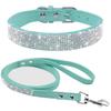 Dog Collar Adjustable Suede Leather Puppy Dog Collar Leash Set Soft Rhinestone Small Medium Dogs Cats Collars Walking Leashes Pink Xs S M (Color : Black, Size : XS) view 4