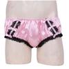 Yartina Men's Sissy Panties Silky Satin Ruffled Lace Briefs Underwear Maid Crossdress Lingerie Pink Large view 3