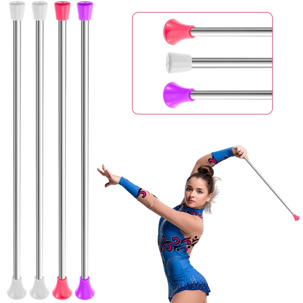 4 Piece Kids' Gymnastics Batons - Unisex Dance Batons for Talent Shows, Artistic Dancing and Twirling in Pink, White, Purple