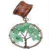 00G 10mm Natural Green Aventurine Tree of Life Wood Dangle Ear Gauges Piercing Flesh Tunnels Plugs Stretching Kit Expander view 3