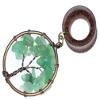 00G 10mm Natural Green Aventurine Tree of Life Wood Dangle Ear Gauges Piercing Flesh Tunnels Plugs Stretching Kit Expander view 4