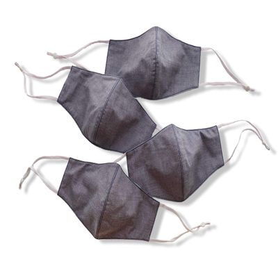 Fashionable CUTE Reusable Face Masks with Adjustable Earloops & Filter Pocket for Adult Pack of 5 4 3 2 Hope Love Shine (MR. GRAY -4 PCS)