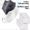 Fashionable CUTE Reusable Face Masks with Adjustable Earloops & Filter Pocket for Adult Pack of 5 4 3 2 Hope Love Shine (MR. GRAY -4 PCS) view 2