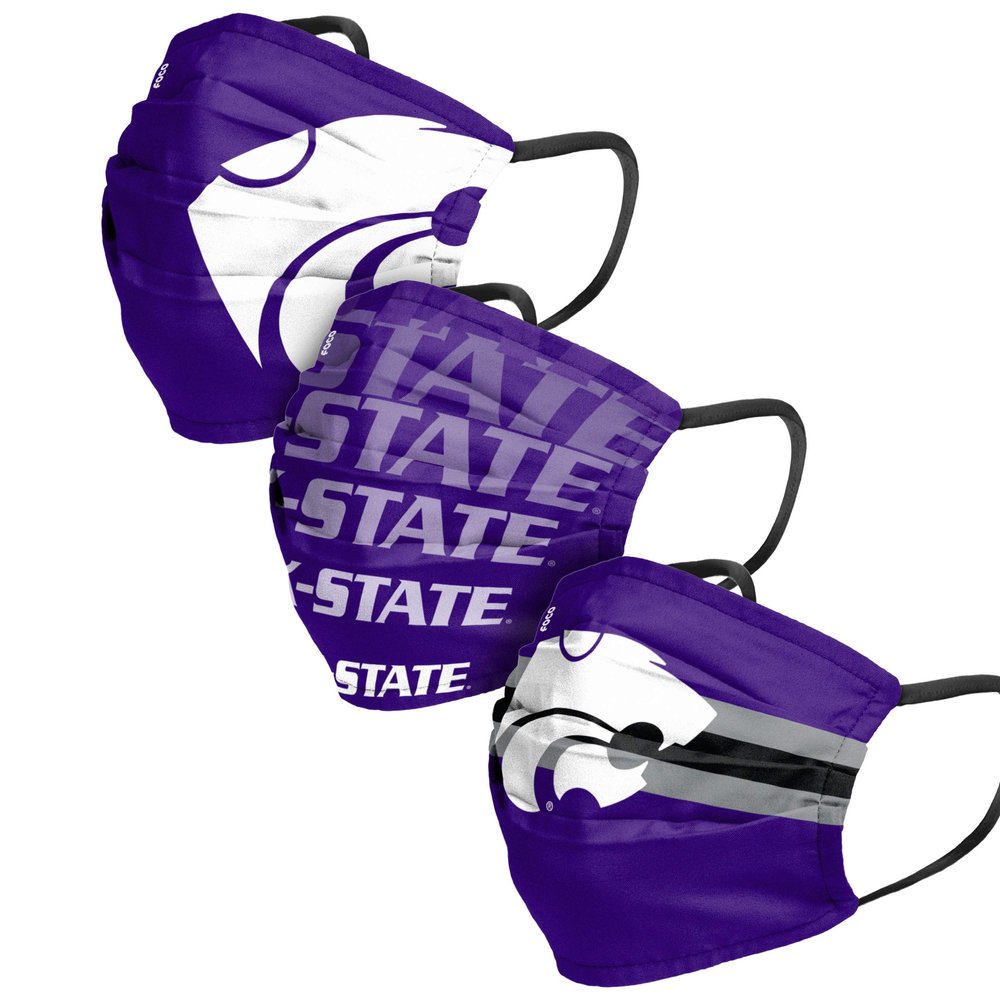 FOCO Kansas State Wildcats NCAA Mens Matchday Face Cover - 3 Pack