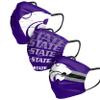 FOCO Kansas State Wildcats NCAA Mens Matchday Face Cover - 3 Pack view 1