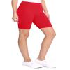 Plus Size Elastic High Waist Workout Running Active Solid Biker Shorts XL-3XL Red XL view 2