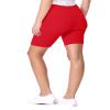 Plus Size Elastic High Waist Workout Running Active Solid Biker Shorts XL-3XL Red XL view 3