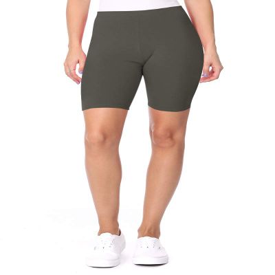 FashionStream Plus Size Elastic High Waist Workout Running Active Solid Biker Shorts XL-3XL Heather Charcoal 3XL