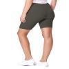 FashionStream Plus Size Elastic High Waist Workout Running Active Solid Biker Shorts XL-3XL Heather Charcoal 3XL view 3