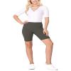 FashionStream Plus Size Elastic High Waist Workout Running Active Solid Biker Shorts XL-3XL Heather Charcoal 3XL view 4