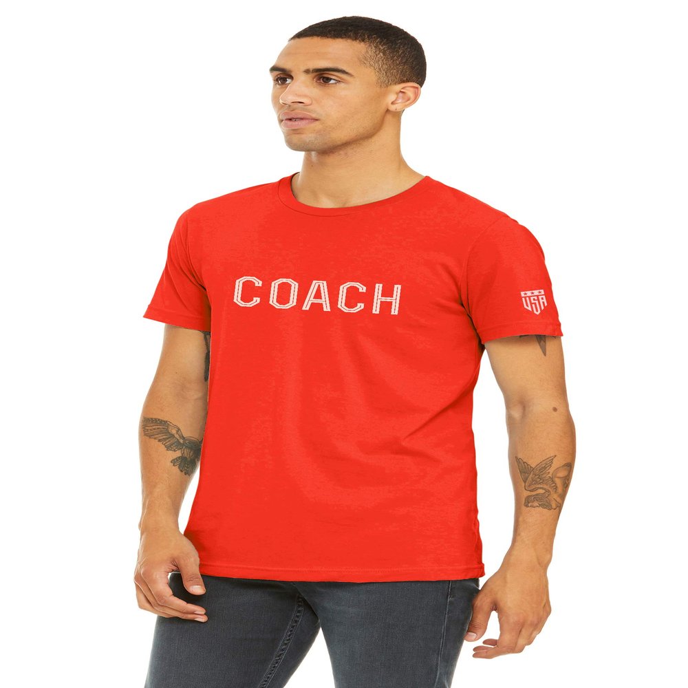 Daxton Adult Unisex Red Tshirt Custom Sports Team Numbers, Number Coach, Size L