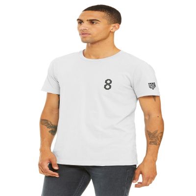 Daxton Adult Unisex White Tshirt Custom Sports Team Numbers, Number 8, Size S