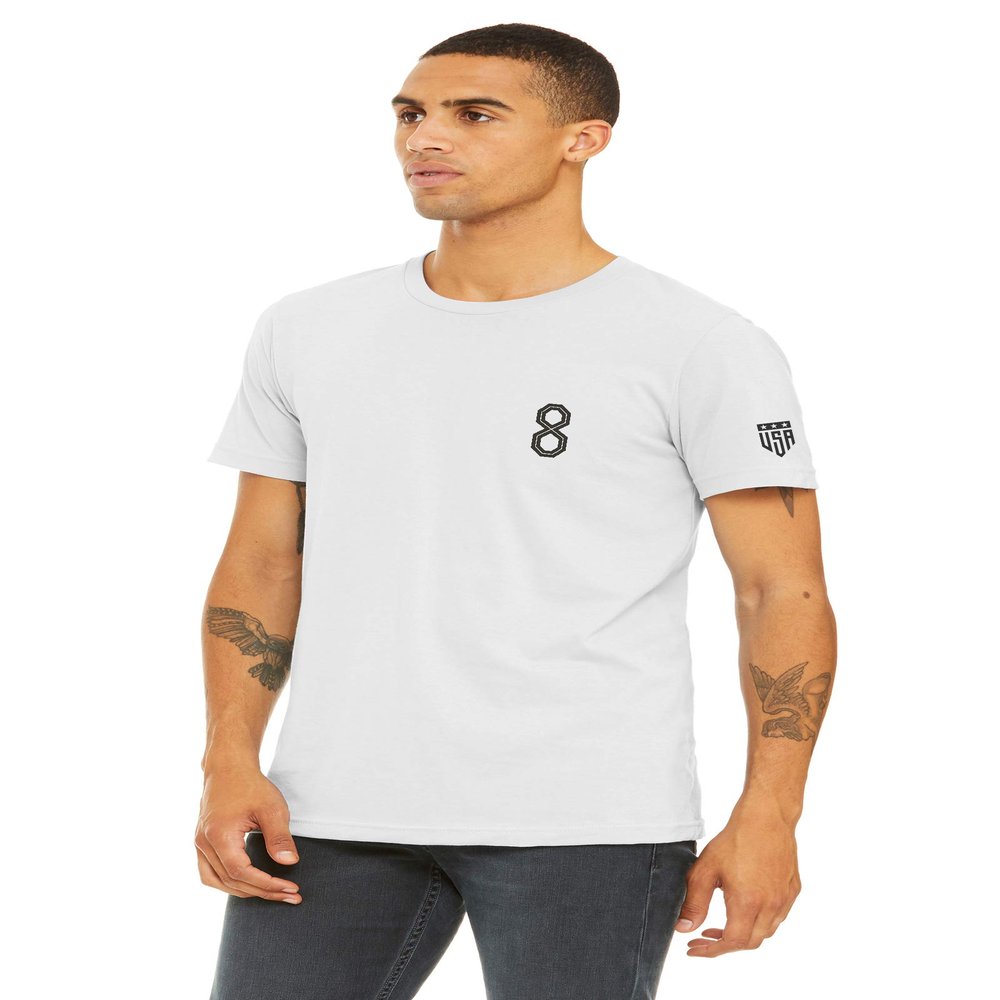 Daxton Adult Unisex White Tshirt Custom Sports Team Numbers, Number 8, Size S