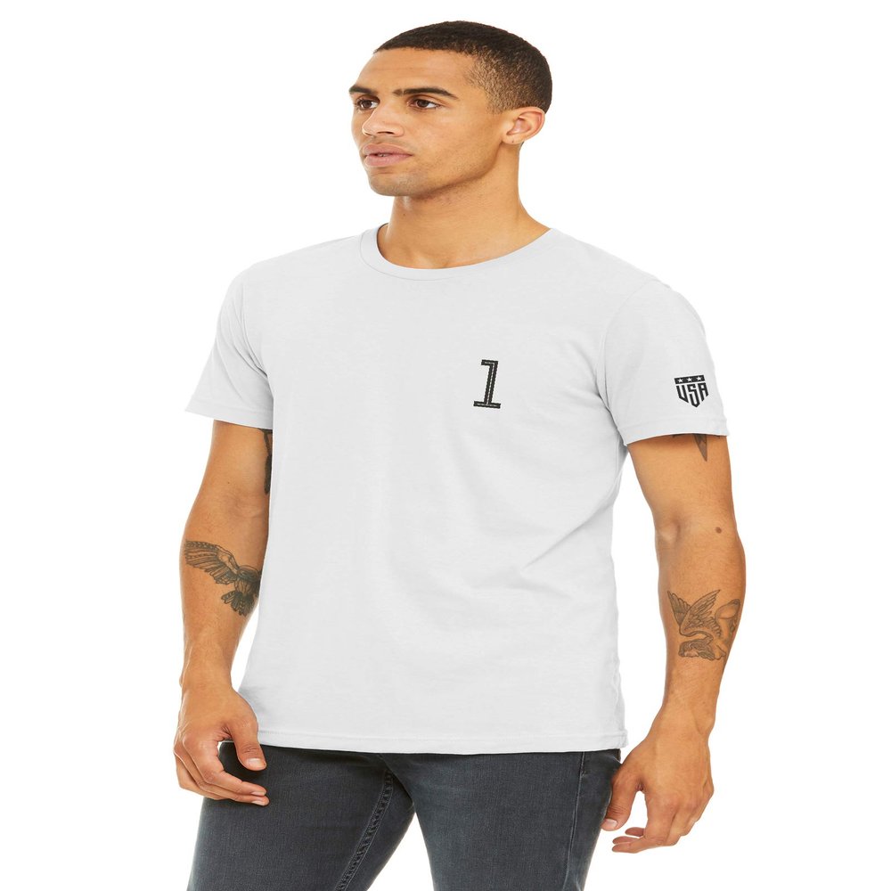 Daxton Adult Unisex White Tshirt Custom Sports Team Numbers, Number 1, Size 1XL