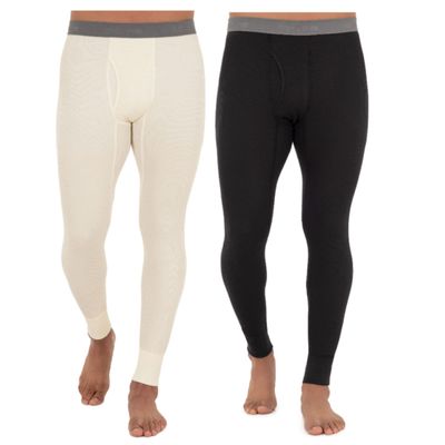 Fruit of The Loom Men's 2-Pack Recycled Waffle Thermal Underwear Bottom, Black/Natural, 4X-Large