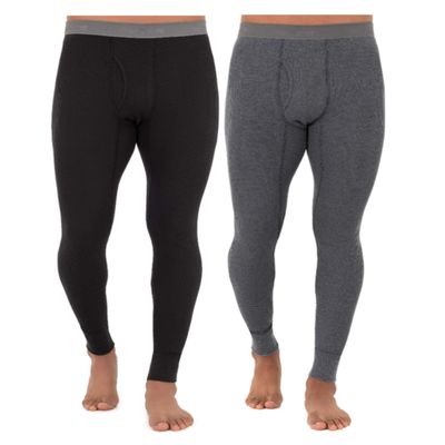 Fruit of The Loom Men's 2-Pack Recycled Waffle Thermal Underwear Bottom, Black/Greystone Heather, 4X-Large