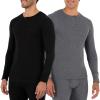 Fruit of The Loom Men's 2-Pack Recycled Waffle Thermal Underwear Henley Top, Black/Greystone Heather, 4X-Large view 1