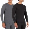 Fruit of The Loom Men's Recycled Waffle Thermal Underwear Crew Top (1 and 2 Packs), XX-Large, Black/Greystone Heather view 1